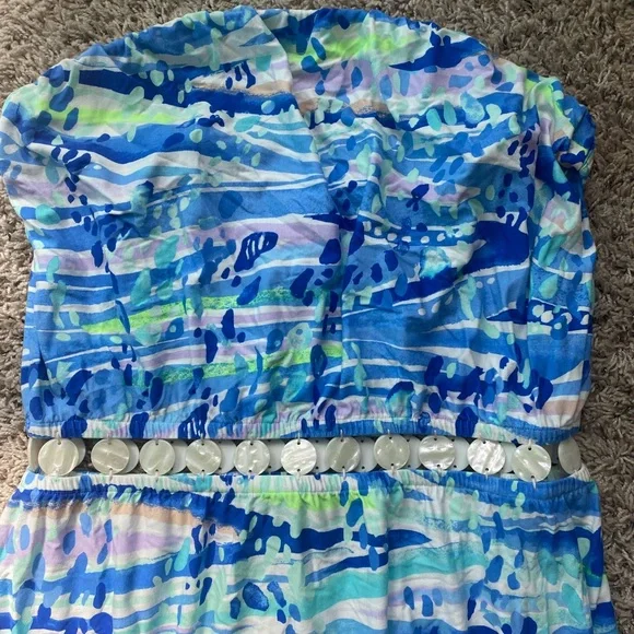 Lilly Pulitzer Strapless Maxi Dress in Blue and Green - Picture 2 of 9
